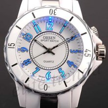 Fashion 7 Color Flashlight Mens Lady Quartz Sport Analog Watch Gift