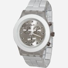 Fashion Mens Ladies Sliver White Crystal Quartz Wrist Watch M0117a