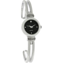 Fashion Quartz Ladies Silver Polish Crystal Cuff Bracelet Watch GEN534 New