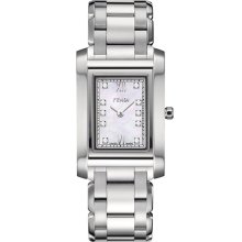 Fendi 'Loop - Small' Diamond Dial Watch Silver