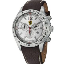 Ferrari Men s Scuderia Swiss Made Quartz Chronograph Black Leather Strap Watch B
