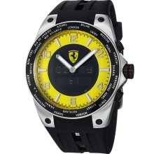 Ferrari Men's FE-05-ACC-YW Black Rubber Swiss Multifunction Watch with Digital Dial