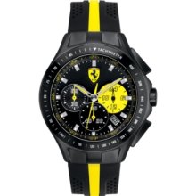 Ferrari Watch, Mens Chronograph Race Day Black and Yellow Silicone Str