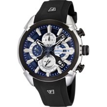 Festina Men's Quartz Watch With Blue Dial Chronograph Display And Black Rubber Strap F6819/2