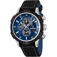 Festina Men's Vueltade Cicusta F16566/2 Black Leather Quartz Watch with Blue Dial