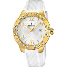 Festina Womens Golden Dream Stainless Watch - White Rubber Strap - White Dial - F16582-1