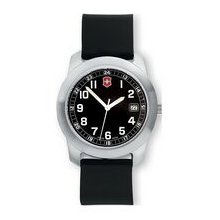 Field Watch With Large Black Dial & Black Synthetic Strap