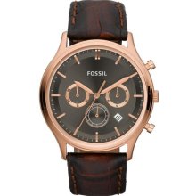 Fossil Ansel Leather Chronograph Mens Watch FS4639