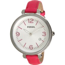 Fossil Heather Hot Pink Leather Watch - Hot Pink