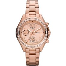 Fossil Ladies Chronograph Rose Gold Tone Stainless Steel Case and Bracelet Rose Gold Dial CH2826