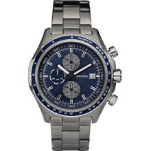 Fossil Mens Dylan Chronograph Stainless Steel Blue Dial Watch