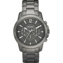 Fossil Mens Grant Smoke Plated Stainless Steel Watch