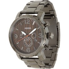 Fossil Smoke Jr1355 Nate Gunmetal Brown Dial Steel Chronograph Men's Watch