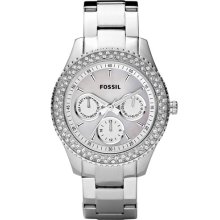 Fossil 'Stella' Crystal Topring Multifunction Watch, 37mm Silver