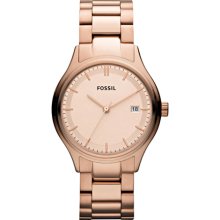 Fossil Watches Women's Rose Gold Tone Dial Rose Gold Tone Ion Plated S