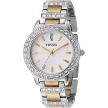 Fossil Women's ES2409 Silver Stainless-Steel Quartz Watch with White
