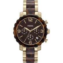Fossil Women's Natalie JR1382 Two-Tone Stainless-Steel Quartz Watch with Brown Dial