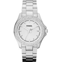 Fossil Women's Retro AM4452 Silver Stainless-Steel Analog Quartz Watch with White Dial