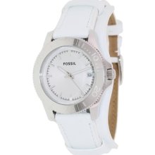 Fossil Women's Retro AM4458 White Leather Analog Quartz Watch with