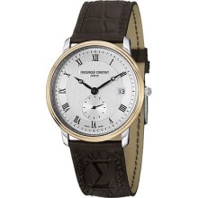 Frederique Constant Men's 'slim Line' Silver Dial Brown Strap Watch