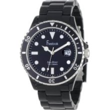 Freelook Mens HA1437B-1 Sea Diver Black and Silver Accent