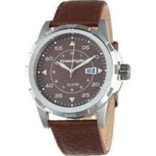 Freestyle Mens Journey Analog Stainless Watch - Brown Leather Str ...