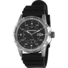 Freestyle Mens Journey Analog Stainless Watch - Black Leather Strap - Black Dial - 101799