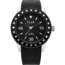 French Connection Women's Quartz Watch With Black Dial Analogue Display And Black Silicone Strap Fc1103bb