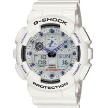 G-Shock Watch, Mens Analog Digital White Resin Strap GA100A-7A