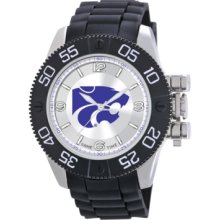 Game Time Watch, Mens Kansas State University Black Polyurethane Strap