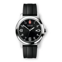 Garrison Elegance Watch With Large Black Dial & Black Synthetic Strap