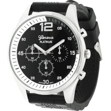 Geneva Platinum Men's Chronograph-style Silicone Watch (Black/White)