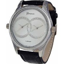 Geneva Platinum Men's Faux Leather Band Watch Double Dials -BLACK ...