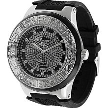 Geneva Platinum Men's Rhinestone-Accented Silicone Watch