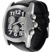 Geneva Platinum Men's Watch, Black Leather Band