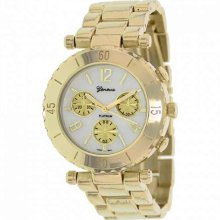 Geneva Platinum Women's 9271.Gold.Gold Gold Stainless-Steel Quartz Watch with Mother-Of-Pearl Dial