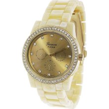 Geneva Platinum Women's Rhinestone-accented Link Watch