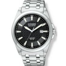 Gent`s Citizens Eco Drive Stainless Steel Watch W/ Black Dial