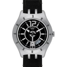 Gents Swatch In A Classic Mode Black Strap Watch Yts400