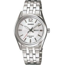 Genuine Casio White Dial Watch Women Day Date Water Resistance Ltp-1335d-7a