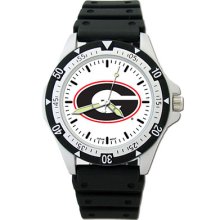 Georgia Bulldogs Uga Ncaa Men's Large Dial Sports Watch W/rubber Bracelet