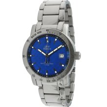 Gino Franco Men's Blue Carbon Fiber Dial Watch (Gino Franco Stainless Steel Bracelet Watch)