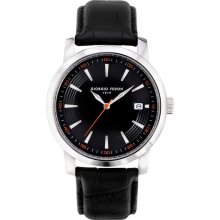 Giorgio Fedon 1919 Mens Vintage III Analog Stainless Watch - Black Leather Strap - Black Dial - GIOGFAF001