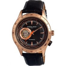 Giorgio Fedon 1919 Mens Traveler Analog Stainless Watch - Black Leather Strap - Black Dial - GIOGFAJ002