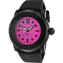 Glam Rock Watches Women's Miami Beach Bright Fuschia Dial Black Silico