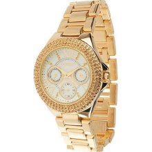 Gossip Multi-Function Crystal Bezel Bracelet Watch - Goldtone - One Size