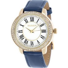 Gossip Patent Leather Strap Watch with Oval Dial - Blue - One Size