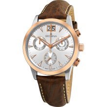 Grovana Men's Brown Leather Strap Chronograph Quartz Watch
