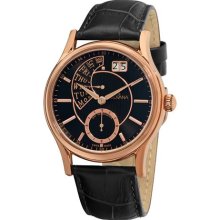 Grovana Mens Retrograde Dial Black Strap Quartz Watch