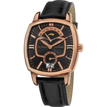 Grovana Mens Traditional Black Leather Strap Quartz Watch